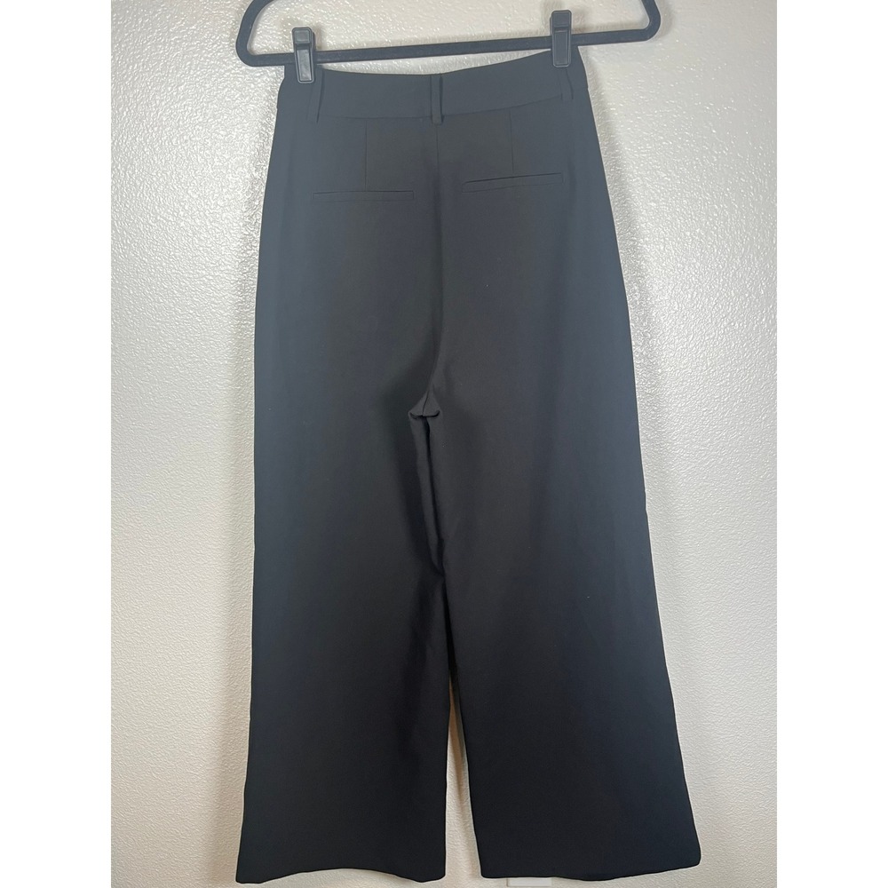 French Connection Azra Wide Leg Twill Pants Trousers High Rise Black Size 4 - Picture 6 of 9